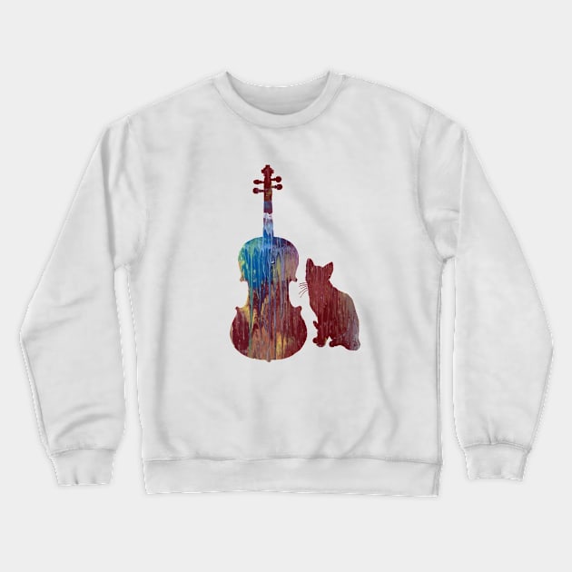 Viola Cat Art Crewneck Sweatshirt by TheJollyMarten